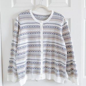 Croft & Barrow Patterned Lightweight Button Cardigan Grandpa Sweater